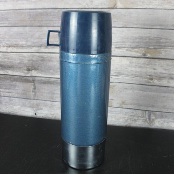 Blue Thermos Vacuum Bottle Model 2480 King Seeley 1 LT Stainless Steel Vintage - Picture 7 of 16